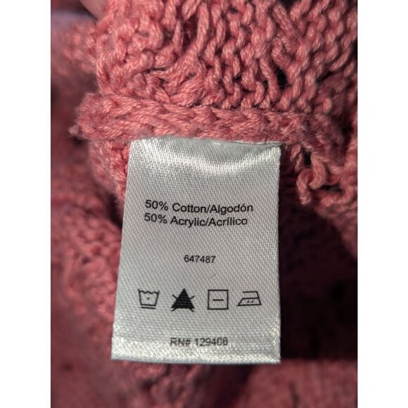 Venus Pink Open- Knit Tunic Style Sweater W/Side Snap Buttons Womens Soft Size S - Picture 7 of 9